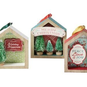 Brand New The Pioneer Woman Woman House Shadowbox 3 Piece Ornaments.